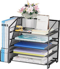 Simple Trending Desk Organizers and Accessories, 5-Tier Desk File Organizer, Paper Letter Tray Organizer with File Holder, Black