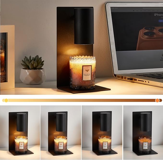 Black L-Shape Candle Warmer Lamp with Timer Dimmable, New Home Decor for Bedroom, Office, Modern Living Room, Christmas Birthday New Year Gift for Women Man