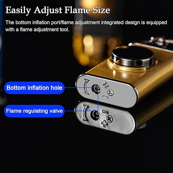 Torch Lighter, Magic Dual Flame Dragon Lighters with Adjusting Flame Tool, Creative Windproof Cool Design, Refillable Butane Lighter Gifts for Men Friend Outdoor Indoor(Without Butane)-Gold Crocodile