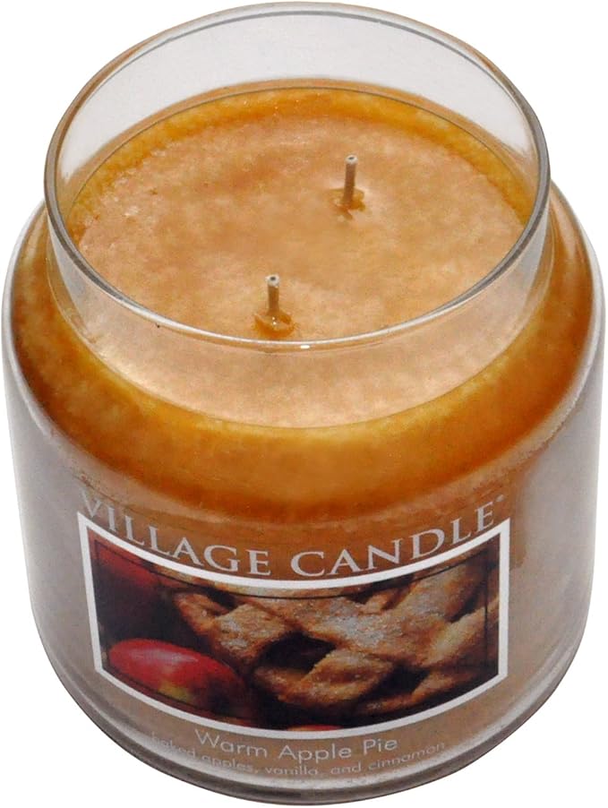 Village Candle Warm Apple Pie Large Glass Apothecary Jar Scented Candle,21.25 oz,Brown,(Pack of 6)