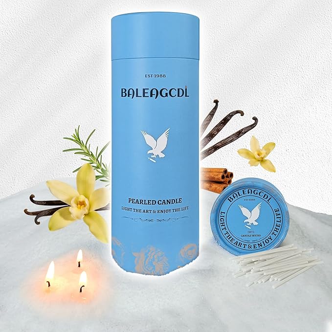 Vanilla Scented White Pearled Candle 18oz Luxury Sand Candle Granulated Wax - 30 Cotton Wicks – Wax for Candle Making Decorative Candles Smooth and Clean Burning Lasts up to 120 Hours