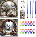 NEGEKFKX 2 Pack Christmas Paint by Numbers Kit for Adults Beginner with Framed,Deer Easy Adult Paint by Number Kits on Canvas DIY Painting for Beginners Art by Numbers for Home Wall Decor 10x10Inch