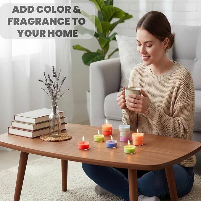16 Colors Colored Scented Tealight Candles - Natural Soy Wax Candles with Essential Oils, Home Decor and Aromatherapy, Perfect for Home Use and Gifting (Color Series)