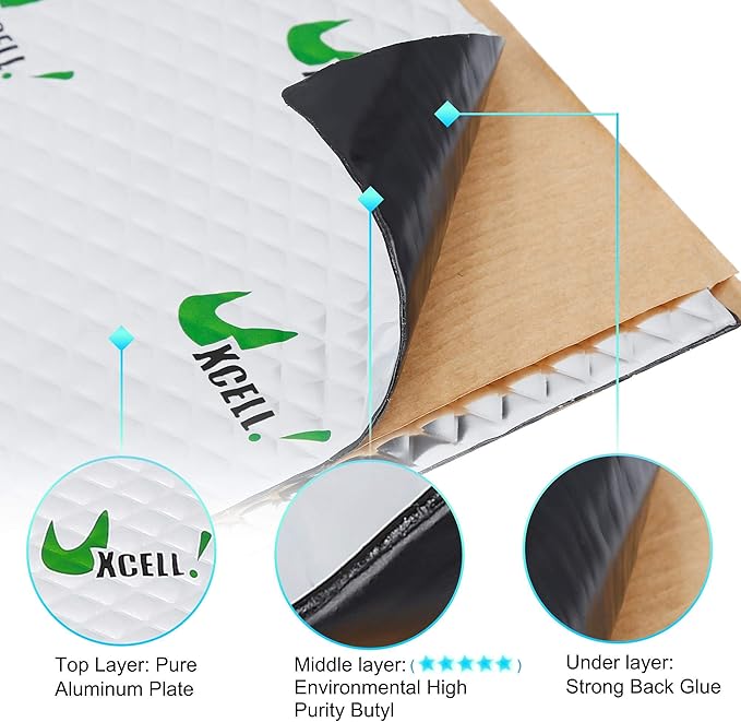 uxcell 10pcs 80mil 10.5sqft Car Sound Deadener Heat Insulation Mat Butyl Pad Damping Self Adhesive Deadening Material Door Roof Floor Sound Barrier