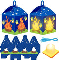 Simgoing 12 Sets Camp Crafts with LED Candles Lights Camping Campfire Vbs Tissue Paper Crafts Kits DIY Campfire Lantern Hanging Ornaments for Vbs Sunday School Party Activities