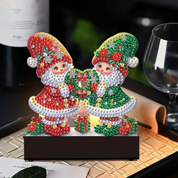 TDFERAN Diamond Art Kits for Adults Candlestick Holders Christmas 12x11cm Diamond Painting Candle Holder Candle Sticks Holder Decor for Pillar Candles for Halloween Decorations Santa Claus