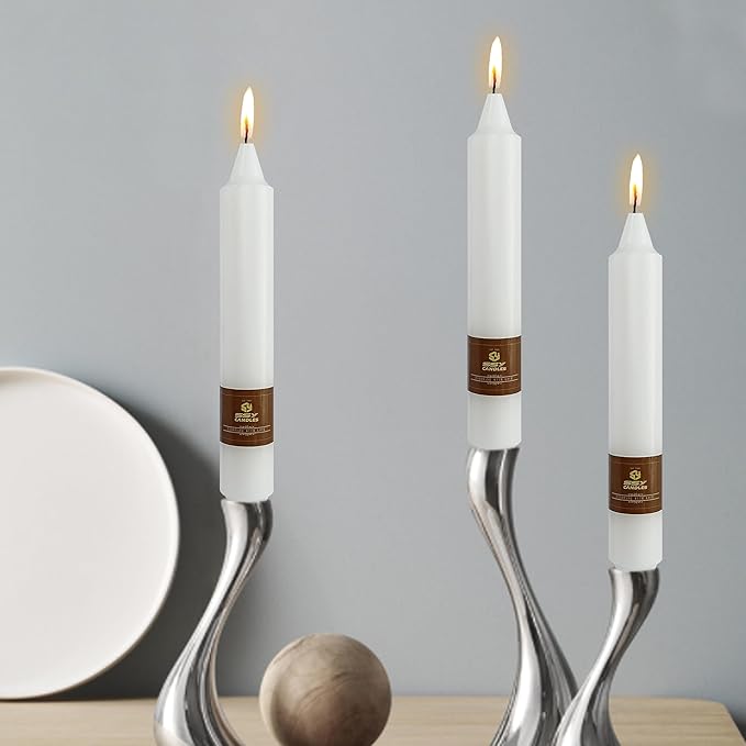 White Taper Candles 9 inch - 4 Pack Fat Candle Taper Candles Dripless, Smokeless, Unscented Tall Candlesticks - Perfect for Home Decor, Weddings, and Special Occasions