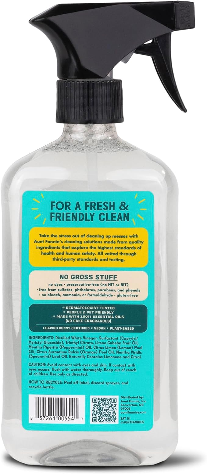 Aunt Fannie's All Purpose Household Cleaner, Multi-surface Spray, Powered by Vinegar for Kitchen, Bath, Windows and Countertops, Lemon Scent (Pack of 1)