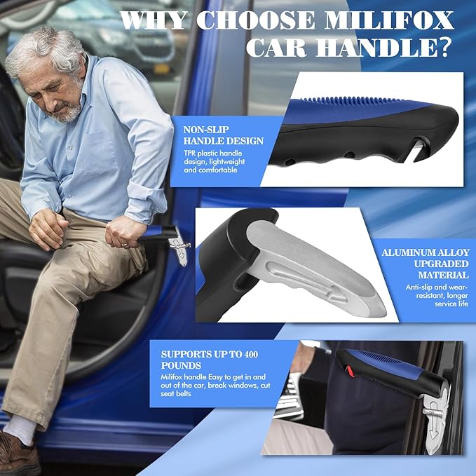 Car Door Handle for Elderly Car Handle Assist Support, 3 in 1 Portable Auto Grab Handles for Handicap Seniors