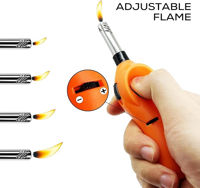 Navpeak Mini Handy Candle Lighter with Extended Wand, Safety Lock, Butane Gas Refillable, Lighters for Candle Kitchen Stove Outdoor BBQ Grill Fireplace, 5 Pack (Butane Included) (5 Pack lighters)