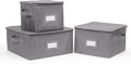 Covermates Dish Storage Box Set – China & Dinner Plate Storage Containers with Felt Dividers, Dual Zippers, Reinforced Handles, ID Window & Stackable Design, Graphite