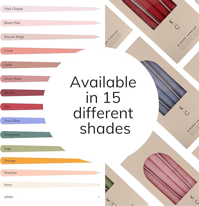 Tapered Dinner Candles - Soy & Paraffin Blend, Dinner Candles with Long-Lasting 7-Hour Burn for Stylish Homes - Candle in Curated Colours Ideal Gift for Hosts, Brides & Event Planners-Blush Pink