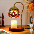 Tiffany Style Candle Warmer Lamp with Timer, Dimmable Stained Glass Candle Lamp Warmer, Birthday Gifts for Mom Women Friend Sister Baroque Wax Melt Warmer with 2 Bulbs for Home Deco