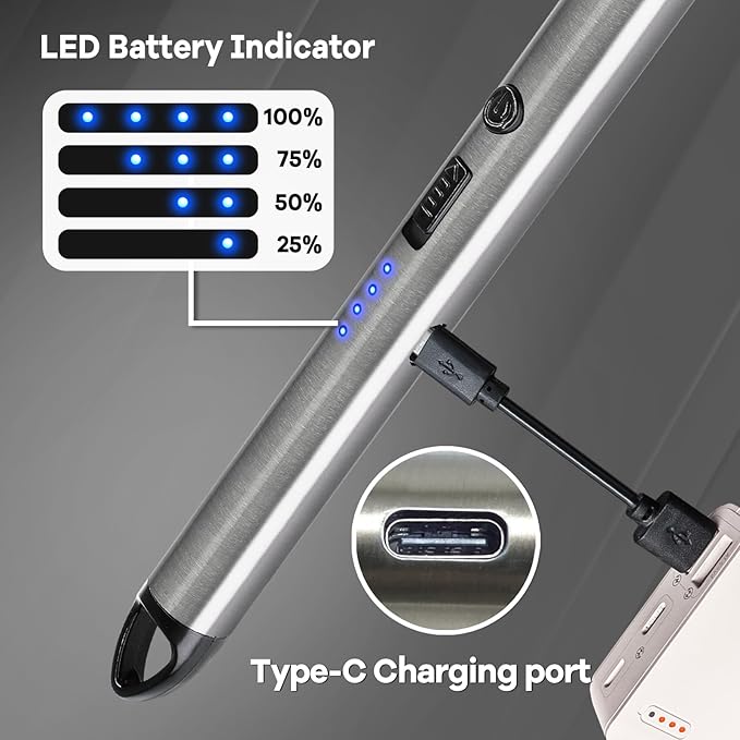 4 Pack Candle Lighter Electric Rechargeable Arc Windproof Lighters Flexible Neck Long Rotate 360 Plasma Lighter USB Flameless Lighters Candles Grill BBQ