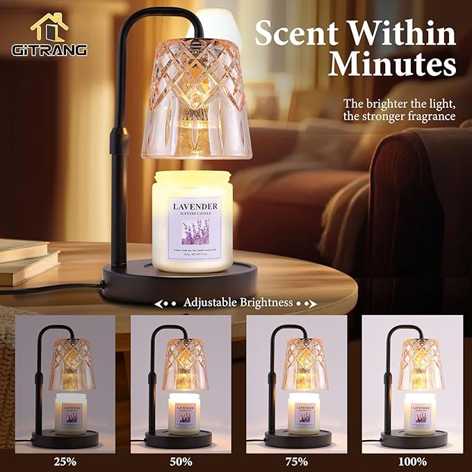 Candle Warming Lamp with Timer Dimmer,House Warming Gifts New Home Decor, Birthday Gifts for Women Mom,Height Adjustable Wax Melts Warmer for Jar Candles with 3 Bulbs，Mother's Day Gifts Decor Lamp