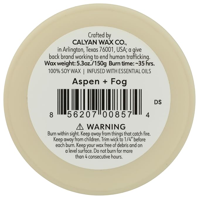 CALYAN WAX CO. Ivory Aspen Fog Glass Tumbler Candle, 5.3 OZ