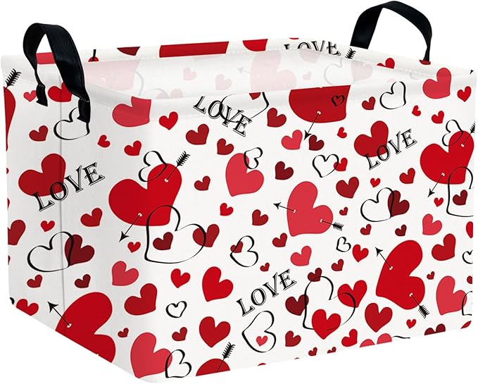 Valentine's Day Basket Gift for Empty Cute Heart Large Storage Bin for Kid and Baby Room Décor (Love Arrow Heart)