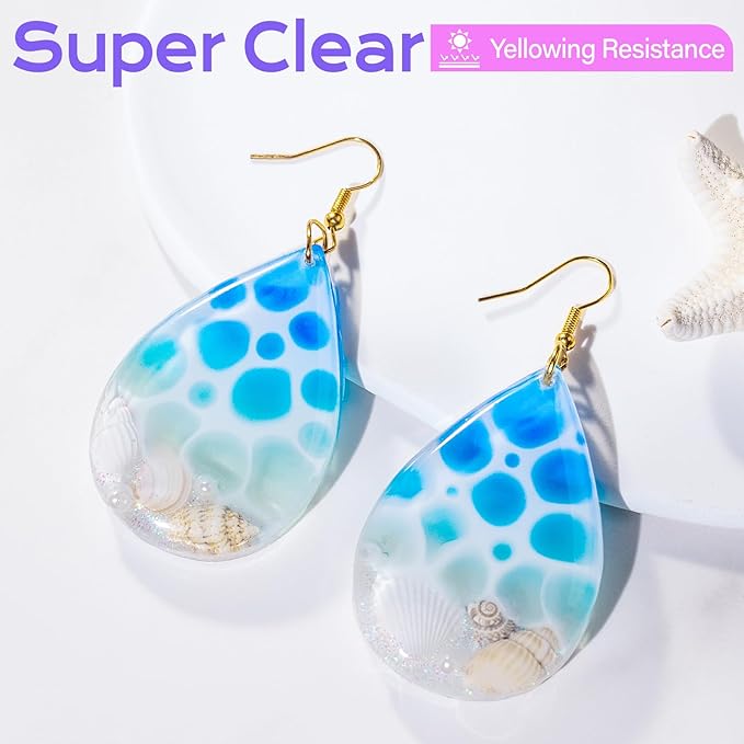 HeyClear 100g UV Resin kit -Super Clear, Hard Premixed and Fast Curing for Jewelry Making, Mold DIY Craft Decoration, Coating