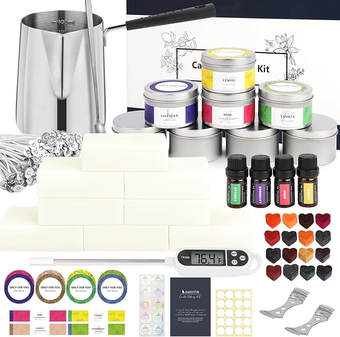 SAEUYVB Candle Making Kit, Complete Candle Making Kit for Adults, DIY Starter Soy Candle Making Supplies/Kit, DIY Arts & Crafts Kits Perfect as Home Decorations