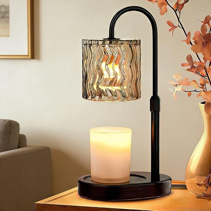 Candle Warmer Lamp Electric Timer: Height Adjustable Burner Jar- Dimmable Candles Warming Lamps - No Flame Scented Melts Wax - All Candle Jars Home Decor Table Light