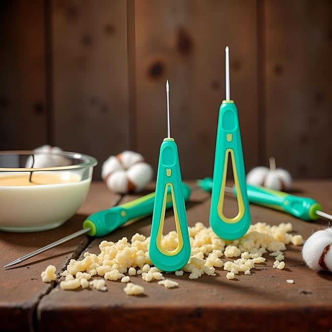 3 Pcs Green Candle Making Punch Needle Tool Set, Round Hole Cone Hand Drills Punch Needle Candles Wick Tools for DIY Silicone Mould Making Punch Candle Making,Round Hole Punch Wicking Needle Tools
