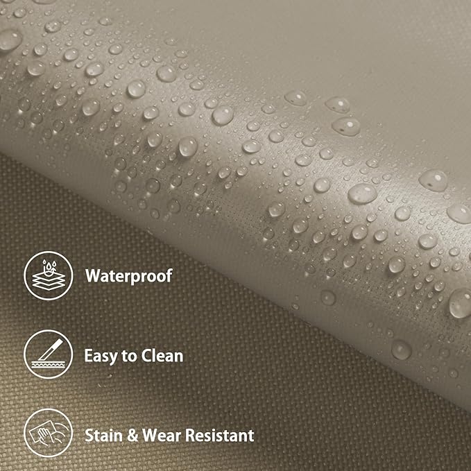 Waterproof Marine Canvas Fabric by The Yard 58" W 600D PVC Backing Water-Resistant Polyester Fabric Upholstery Material for Outdoor Indoor Marine Awning Tent Boat Furniture Cover DIY, 5 Yards Khaki