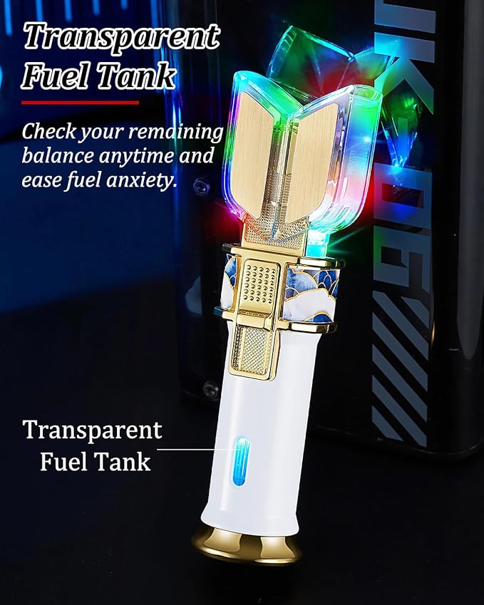 Cool Jet Flame Lighter - Windproof Torch Lighters, Spark Lence Design, Reusable Fire & Light System, Visible Fuel Tank, with Elegant Gift Box(Gas Not Include)