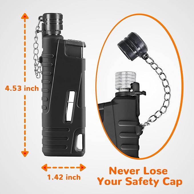 Laffizz 2 Pack Torch Lighter for Outdoor Refillable Butane Jet Flame Lighters Long Wand Torch Lighters for Camping Hiking Adventure Survival Tactical Gear Candle Grill BBQ (Without Gas)