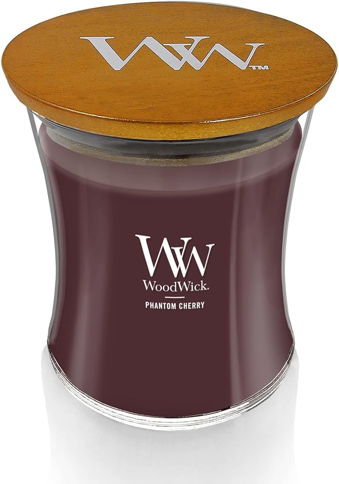 WoodWick Phantom Cherry Gifts for Women and Men, 9.7 oz Medium Hourglass Candle with Crackling Wick