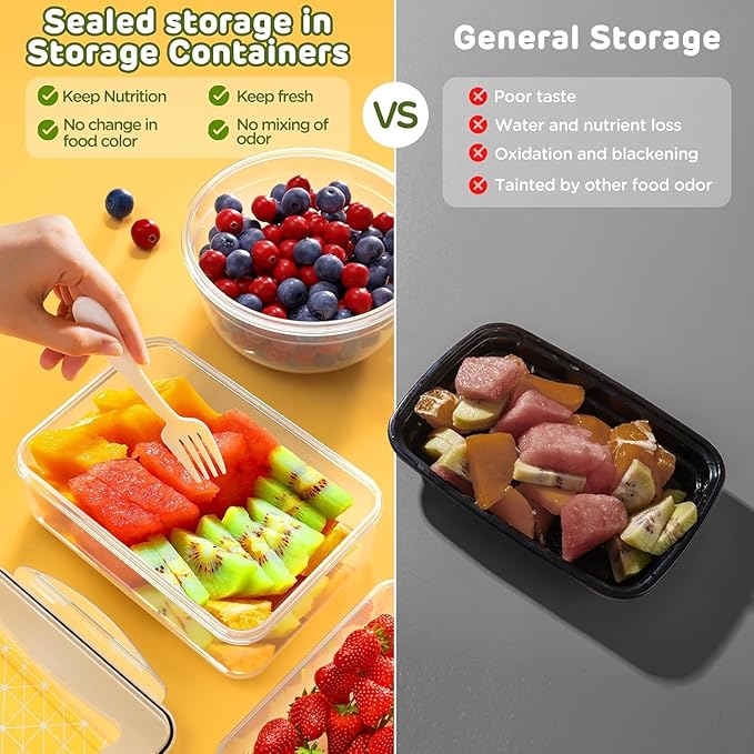 AISOON 50 Pcs 85 Oz Airtight Food Storage Containers Set with Lids, Leakproof Stackable BPA-Free Kitchen & Pantry Organizer Set, Reusable Meal Prep & Freezer-Safe Containers with Labels & Pen