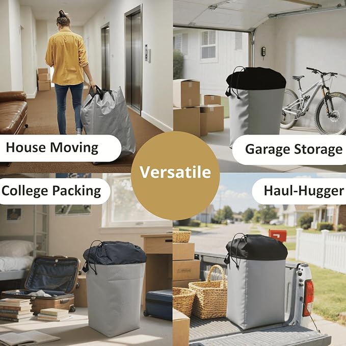 Moving Bags Heavy Duty Extra Large, 66 Gallon XL Waterproof Storage Bags with Handles, College Packing and Moving Supplies, Set of 4