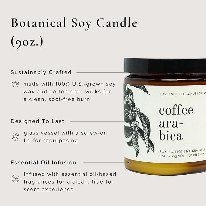 Broken Top - Coffee Arabica | 9 oz. Hazelnut, Coconut & Cream. Pure Soy Wax Candle. 50-Hour Burn Time. Natural Cotton Wick, Vegan, No Parabens, No Phthalates