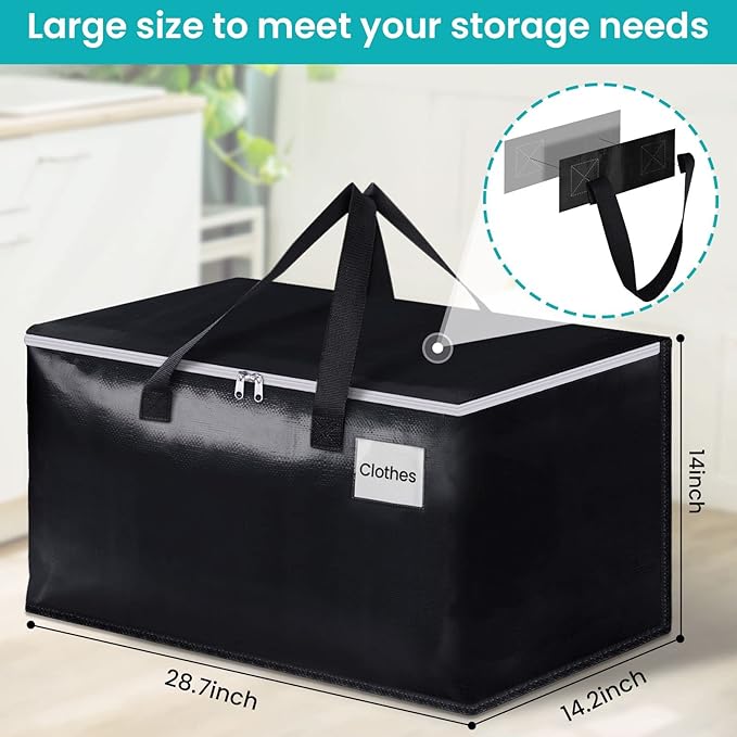 Extra Large Moving Boxes-Moving Bags with Zipper, Carrying Handles and Tag Pocket-Moving Supplies for Space Saving-Totes for Storage - for moving, Storage, Camping and Travel 93L-6 Pack