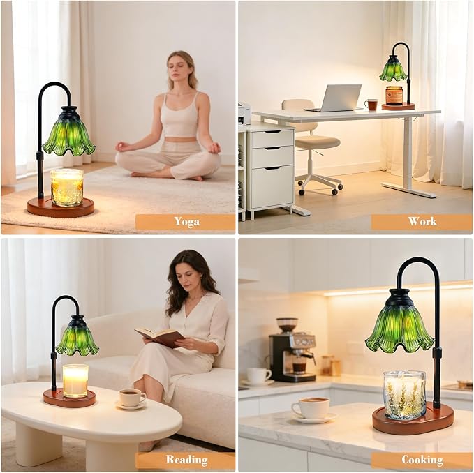 Candle Warmer Lamp with Timer: Birthday Gifts for Women, House Warming Gifts New Home Decor – Height Adjustable Candle Lamp for Mom, Anniversary - Walnut Solid Wood Base, with 2 Bulbs