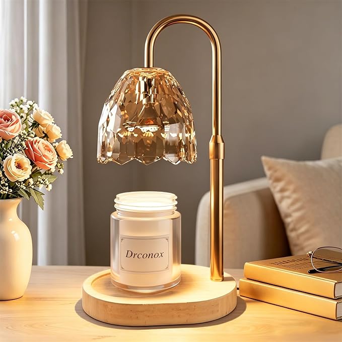 Candle Warmer Lamp with Timer Dimmable, Adjustable Height Wax Melt Warmer for Jar Candles, Birthday Gifts for Women, House Warming Gifts New Home Decor with 2 Bulbs, Amber