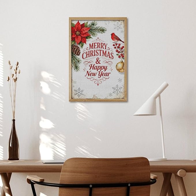 AIVKIEJK Diamond Painting Kits for Adults - Merry Christmas & Happy New Year Painting DIY 5D Full Drill Diamond Dots Paintings with Diamonds Gem Art and Crafts Home Decor 8"x12"