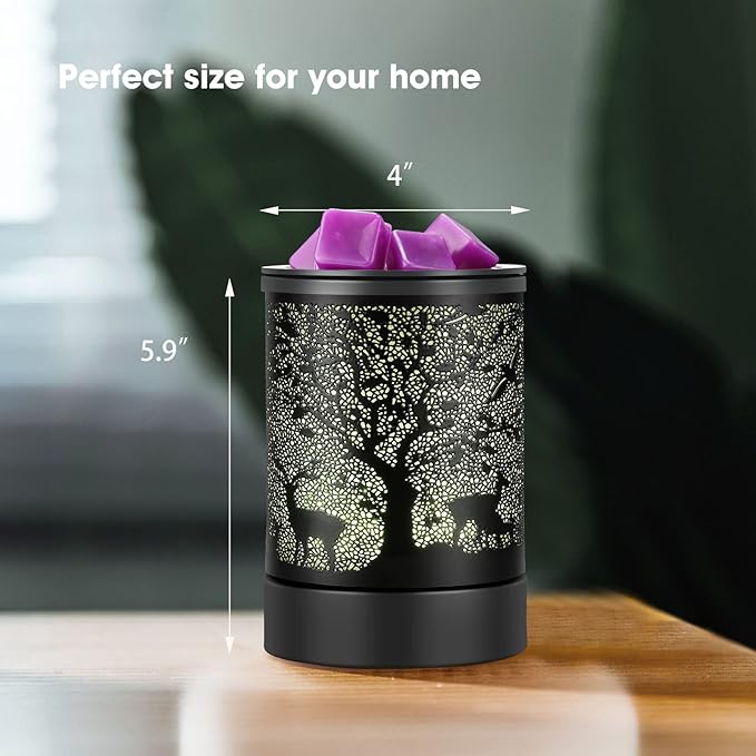 Enaroma Fragrance Wax Melts Warmer with 7 Colors LED Changing Light Scent Oil Candle Warmer for Home Office-Deer Timer