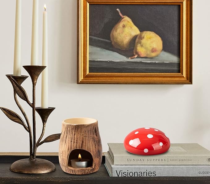 Mushroom Wax Melt Warmer Essential Oil Burner RedCeramic Scented Wax Melts Burner Scentsy