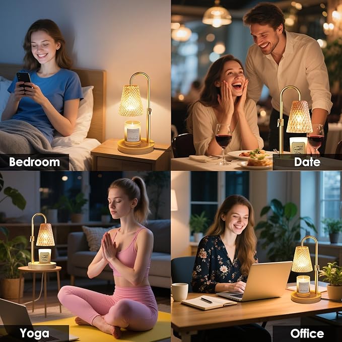 Hyrion Candle Warmer Lamp with Timer Dimmer, Adjustable Height Wax Warmer for Scented Jar Candles, Flameless Candle Melter with 2 Bulbs, Perfect Housewarming, Birthday Gifts for Women, Mom, Home Decor