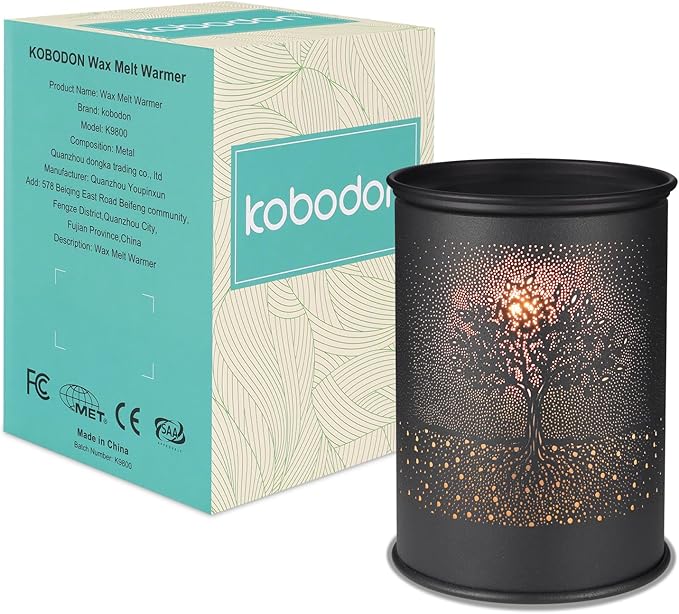 Metal Wax Melt Warmer, Candle Wax Warmer for Scented Wax Melter,Electric Wax Melts Wax Cubes Black Candle Lamp for Home Office Decor,Wax Burner as Gifts for Mom Grandma Women Girls (Tree)…