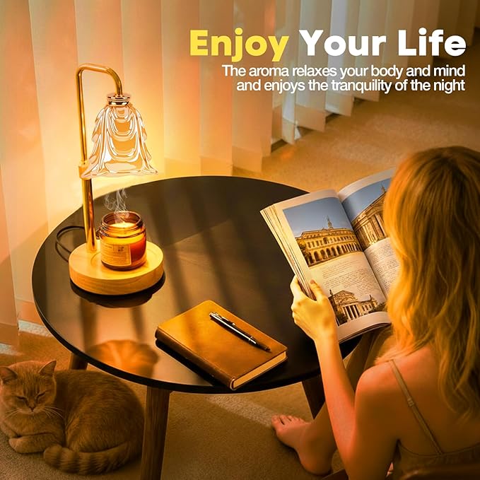 Candle Warmer Lamp with Timer and Dimmer, Electric Wax Warmers for Scented Candles with 5 Brightness Settings, Anti-Glare Lamp with Adjustable Height, Home Decor, Gift for Birthday, Valentines