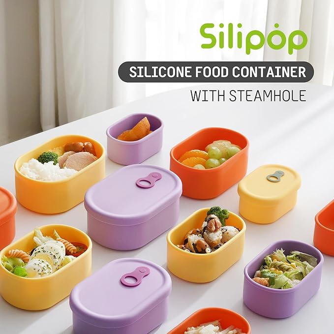 Premium Korean-Made Silicone Airtight Food Container with Steam Vent – BPA Free, Leakproof, Microwave & Freezer Safe Meal Prep. & Leftovers Storage (Mandarin Orange, 7 floz)