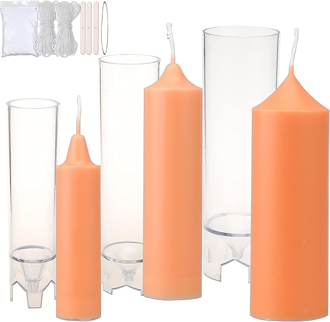 MILIVIXAY 3PCS Pillar Candle Molds for Candle Making with Candle Wicks Kit.