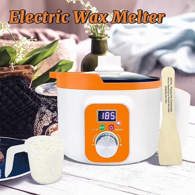 Candle Wax Melter Pot with LED Display & Precise Temperature Control, Electric Wax Melter for Candle Making with Spout for Easy Pouring, Fast Even Melting for Soy, Beeswax, Gel Wax & DIY Crafts