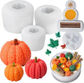 5 Pack Pumpkin Candle Molds Pumpkin Silicone Mold Set with Leaf Lemon Slices Star Anise Cinnamon Molds for Candles Wax Soap Making Epoxy Resin Casting 3D Candle Mold Halloween Thanksgiving Home Decor