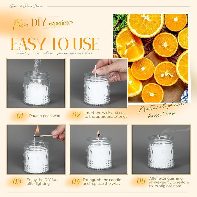 MTLEE Pearled Candle 4.4 lb Orange Scented Sand Candle Wax Kit Valentines Day Gift for Women Lover with Wrap Box 100 Wicks White Beaded Wax Gift Set for Valentine's Day Wife Couples Mother Friends