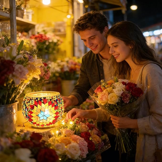 wpdash Creative DIY Kit Turkish Mosaic Candle Holder Ornament Living Room Bedroom Decor Tea Light Adult Craft Kit Suitable for Window Sill Flower Shop Ambience Decor Festival Gift