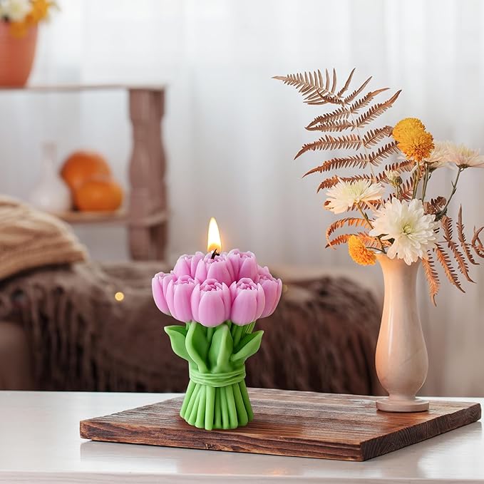 Tulip Candle Silicone Molds Resin Casting Mould for DIY Flower Shaped Candles Polymer Clay Craft Plaster Home Decoration