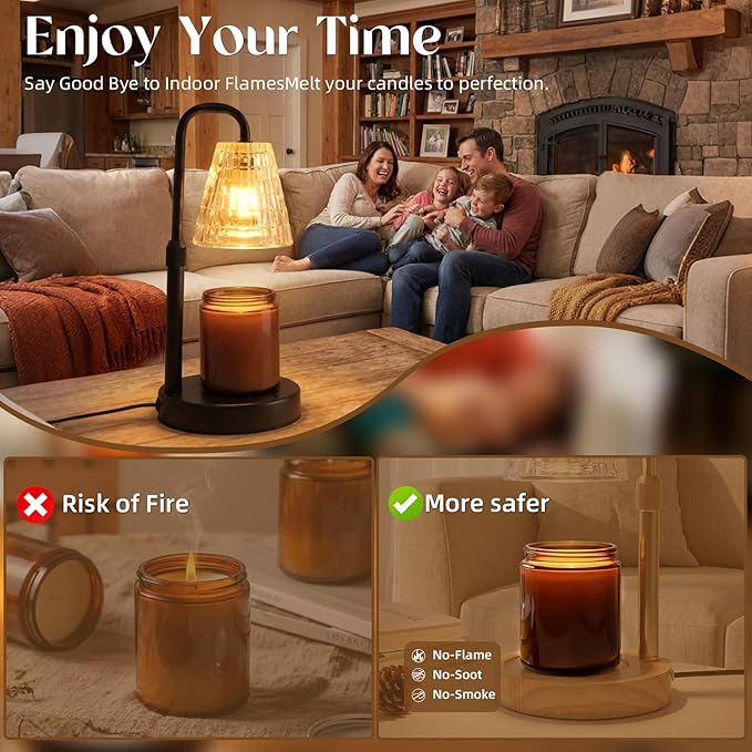 Glimra Candle Warmer Lamp with Timer,Dimmable Candle Warmwr for Jar Candles,Adjustable Cabdle Warmer Birthday Gifts,for Mom Women Friend Sister,Office Apartment Dorm Room Home Decor Black