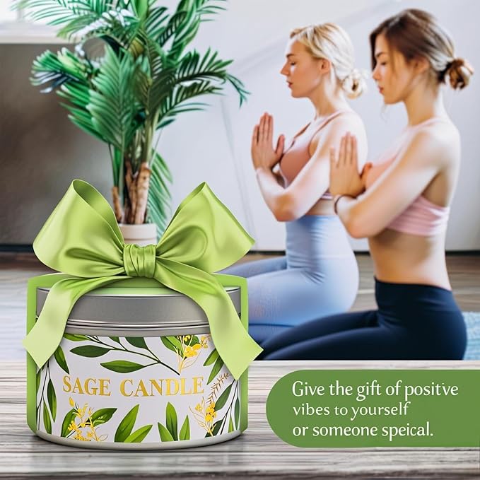 4 Pack Sage Candles, White Sage Candle with Crystal Healing Stones for Cleansing House Negative Energy Smudge Kit, Natural Soy Wax Aromatherapy Candles Gift Set Spiritual Meditation Housewarming Gifts